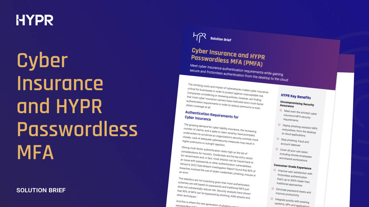 Cyber Insurance and HYPR Passwordless MFA