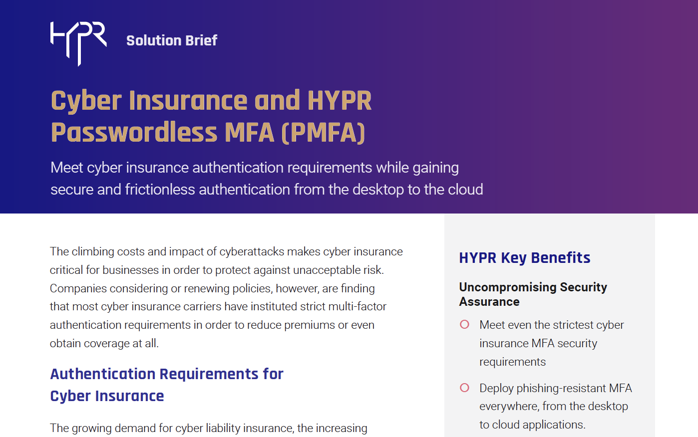Cyber Insurance and HYPR Passwordless MFA preview