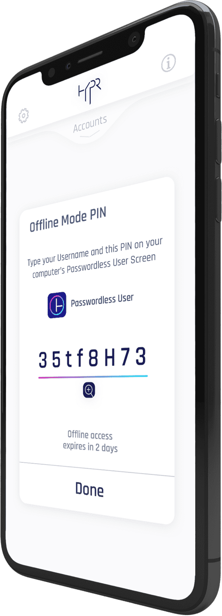 HYPR App offline mode pin prompt